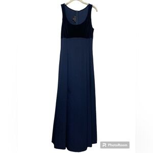 Navy velvet bodice full length dress size 8